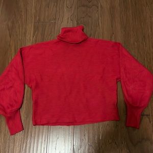 Red Cropped Turtleneck